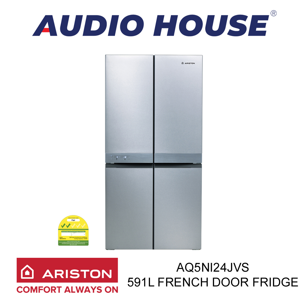 ariston as5ni573hgs 677l side by side fridge glass silver