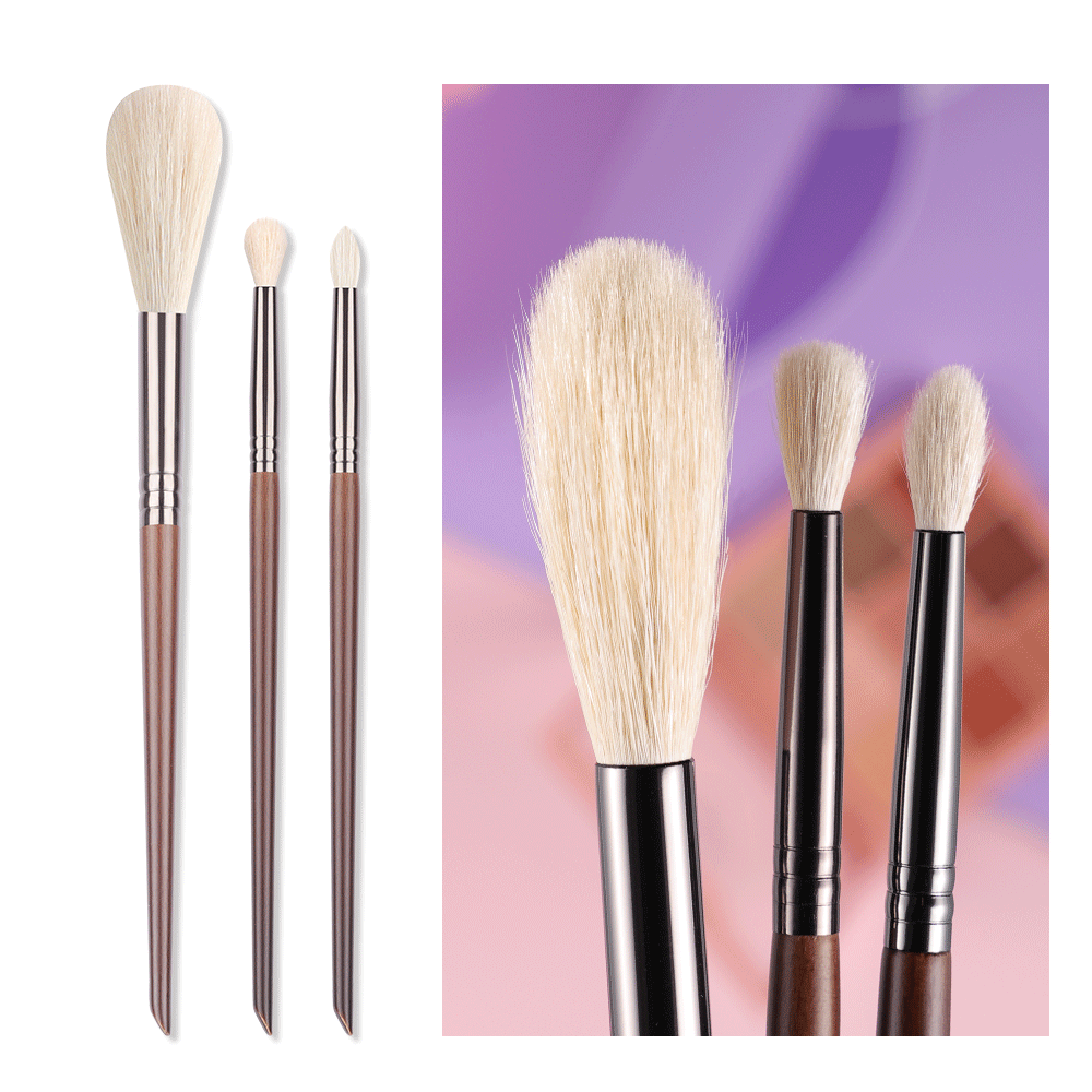 OVW 3pcs Goat Hair Brushes Set Smudge Makeup Brushes Eyeshadow Detail Highlight Blending Beauty Cosmetic Brushes N31N64wN83