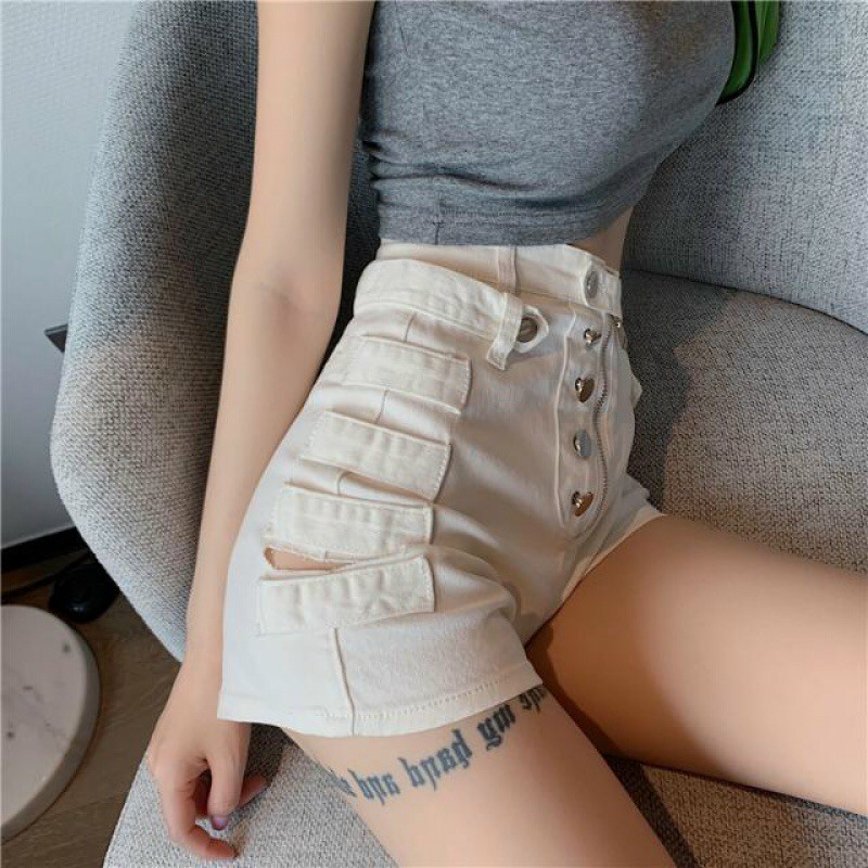 Quần short kaki lưng cao phối kiểu, 3 size HOT#38 NA