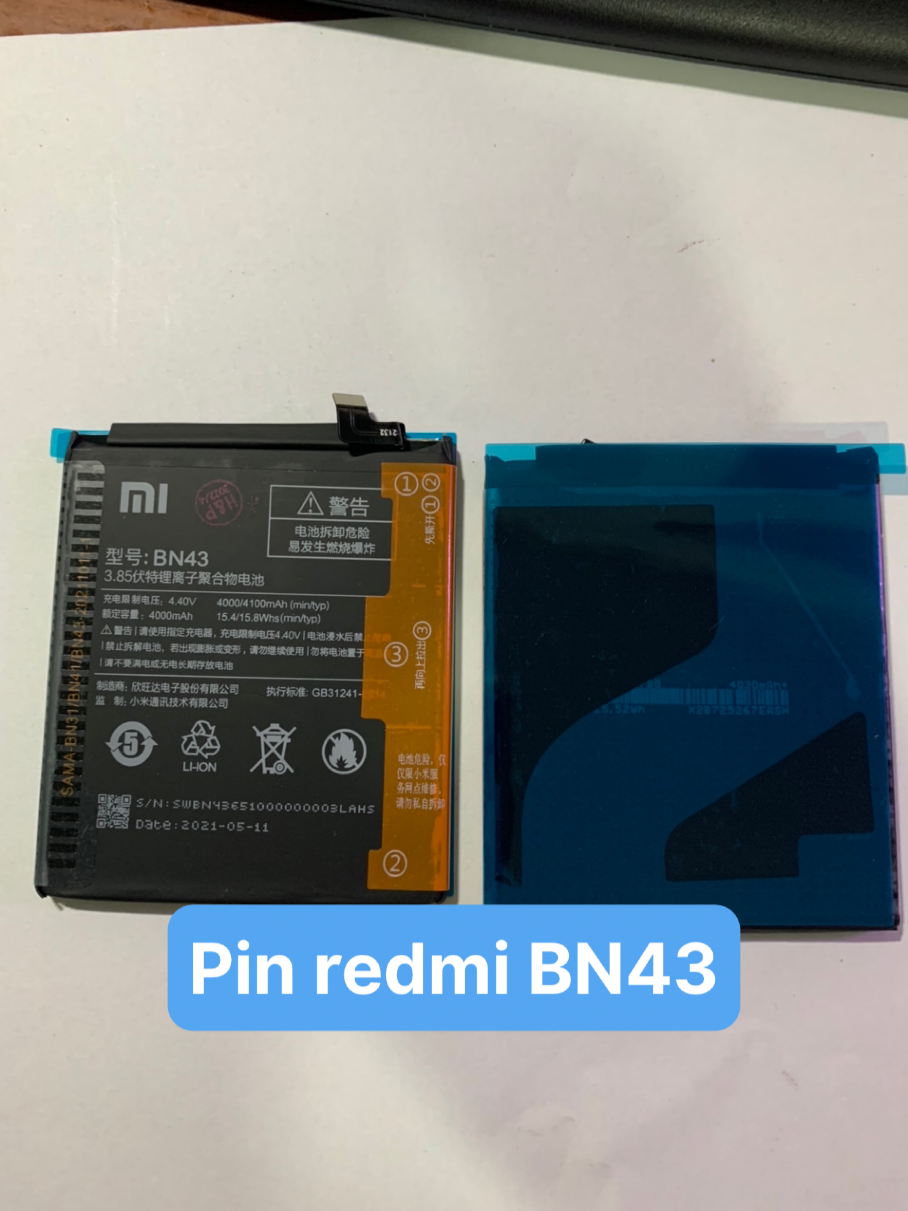 Pin zin hãng xiaomi redmi note 4x mã bn43 dung lượng 4000mAh