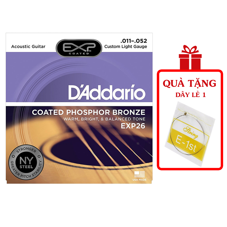 Dây Đàn Guitar Acoustic D'Addario EXP 26 [Size 11]