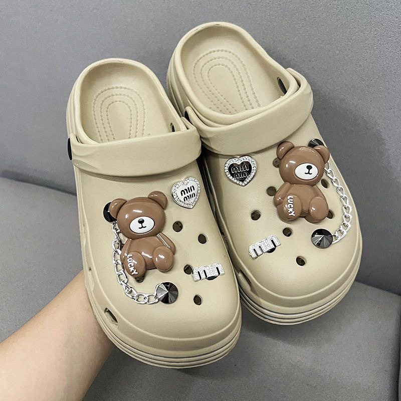 Chain Bear Shoe Charms For Crocs PVC Shoe Decorations Clogs Sneakers Slippers Accessories Kid Girl Gift