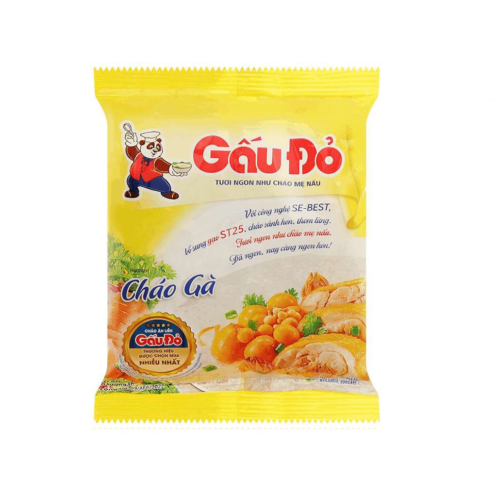 [Combo 10 Gói] Cháo Gấu Đỏ (Vị Gà/Thịt Bằm) 50g/gói