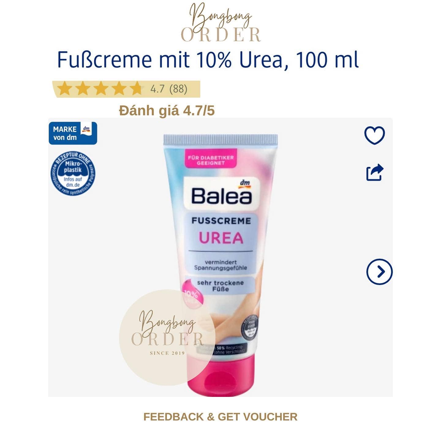 Kem dưỡng da chân Balea Urea 100mL