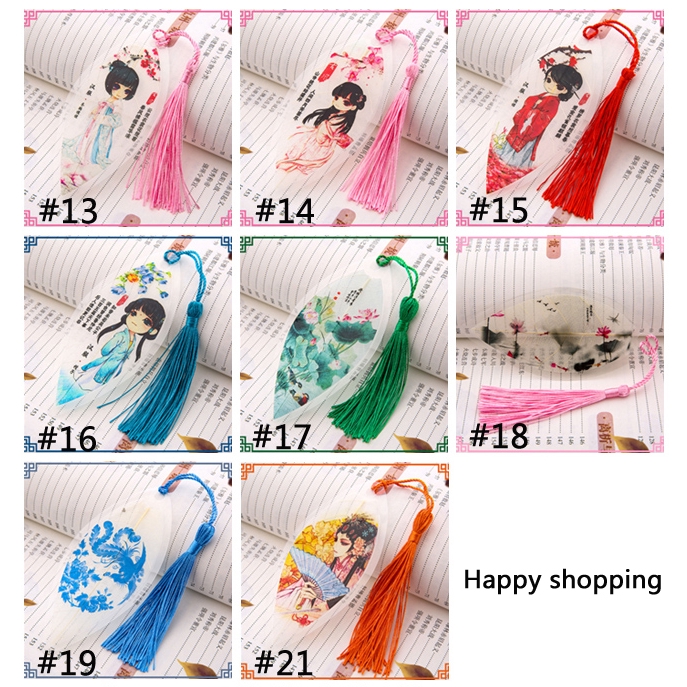 Hỗn hợp mô hình lá hình dạng phong cách Trung Quốc Bookmark với tua tự làm hoài cổ Bookmark