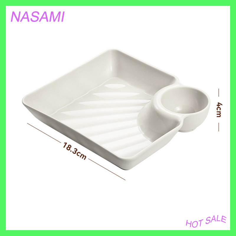 NASAMI 1 đĩa đựng giấm đĩa đựng bánh bao Sushi Đĩa đựng đồ ăn vặt PP hình vuông Khay đựng bánh bao