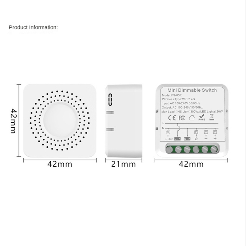 【PUR】-1 PCS Tuya WiFi Smart Dimmers Switch Module Smart Dimmer Switch LED Lights Dimmable Switch Supports 2 Way Control Work with for Alexa Google Home