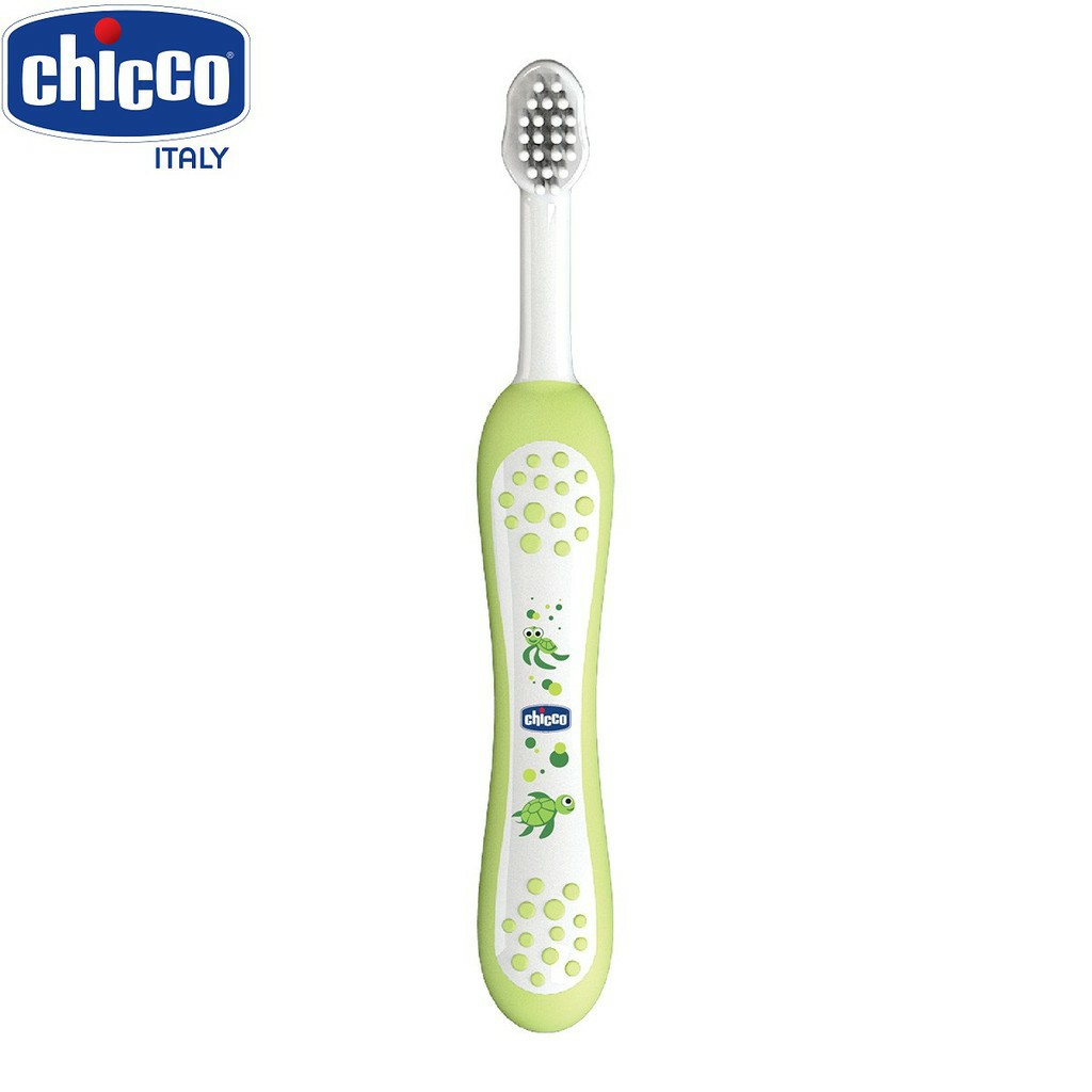 Chicco. Bàn chải đánh răng Bướm hoa/Rùa con/Cá xanh 6M+