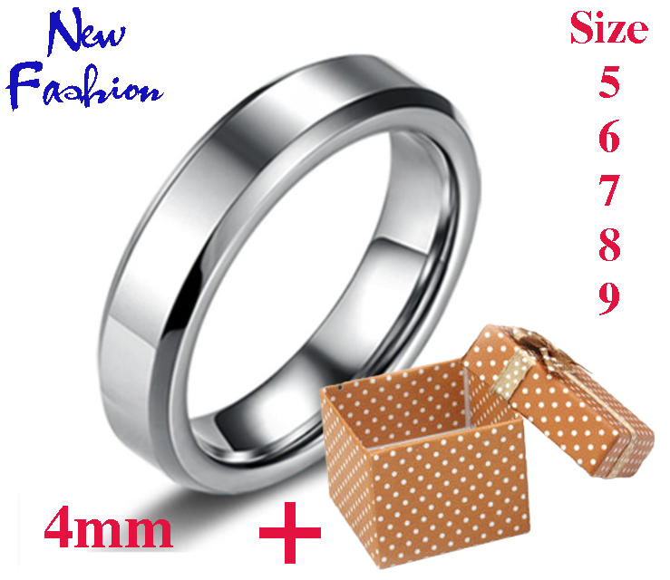 Nhẫn nam nữ kiểu trơn vát cạnh 2 bên sáng đẹp, không đen, tặng hộp đựng xinh xắn (1 chiếc)