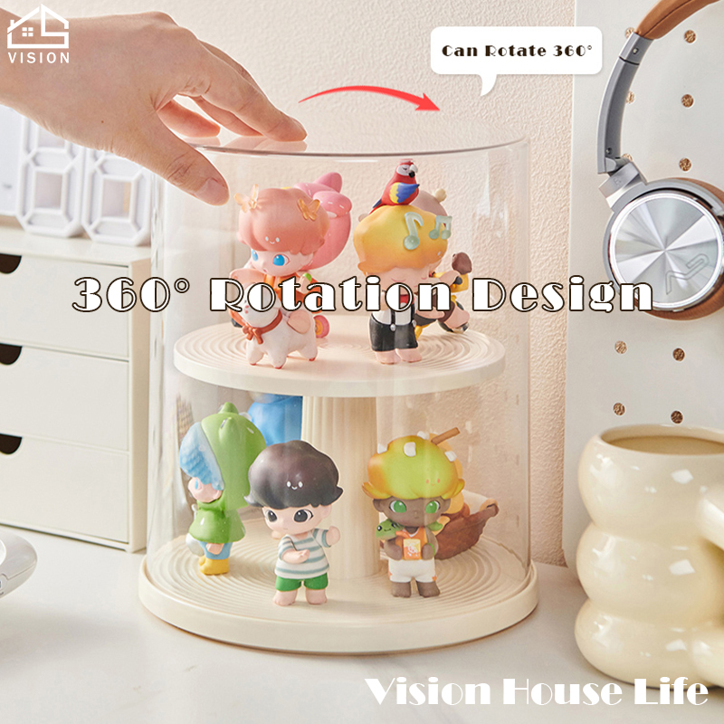 Tầm Nhìn 360 ° Xoay Hiển Thị Trường Hợp Với Rõ Ràng Bìa hai lớp Đồ chơi búp bê Lưu Trữ Hộp Bộ Sưu Tập Hộp đồ chơi sưu tập Hiển Thị Đứng Với nắp trong suốt Chống Bụi