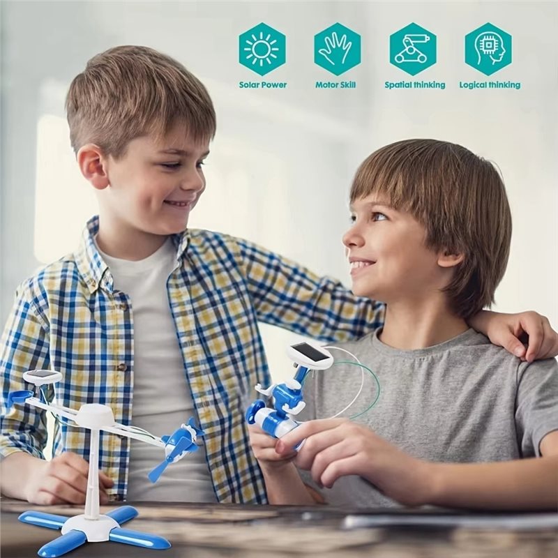 6-In-1 Solar Science Set Educational DIY Robot Kit Light Powered Toys, Multiple Assembly Shapes.