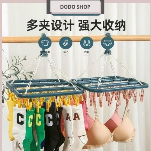 Móc phơi quần áo, tất 32 kẹp gấp gọn