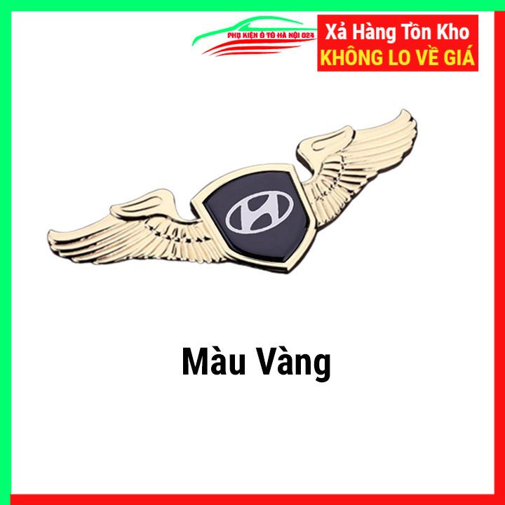 Logo cánh chim thiên thần xe HYUNDAI trang trí ô tô mạ màu vàng/bạc