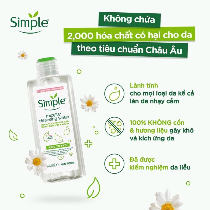 [Tem Phụ] Nước Tẩy Trang Simple Dành Cho Da Nhạy Cảm 200ml