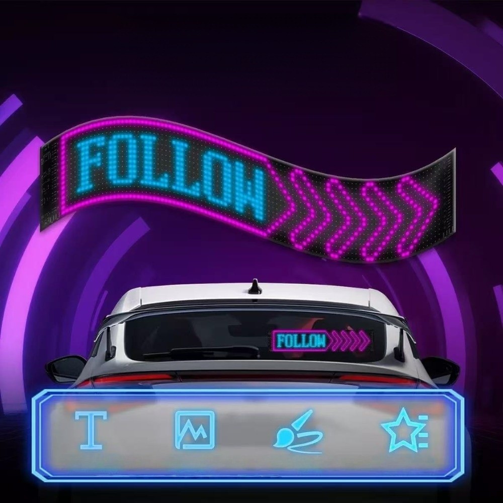Powered Programmable Bluetooth Control Car Ambient Light Flexible Strip with Remote Control Matrix Pixel Panel RGB LED Cyberpunk Car Scrolling Sign Car Display. 