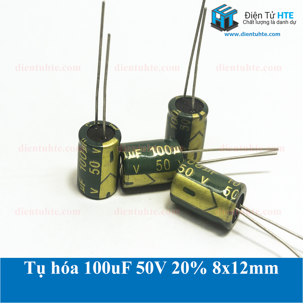Tụ hóa tần số cao 100uf 50v 20% kích thước 8x12mm - bộ 10 cái