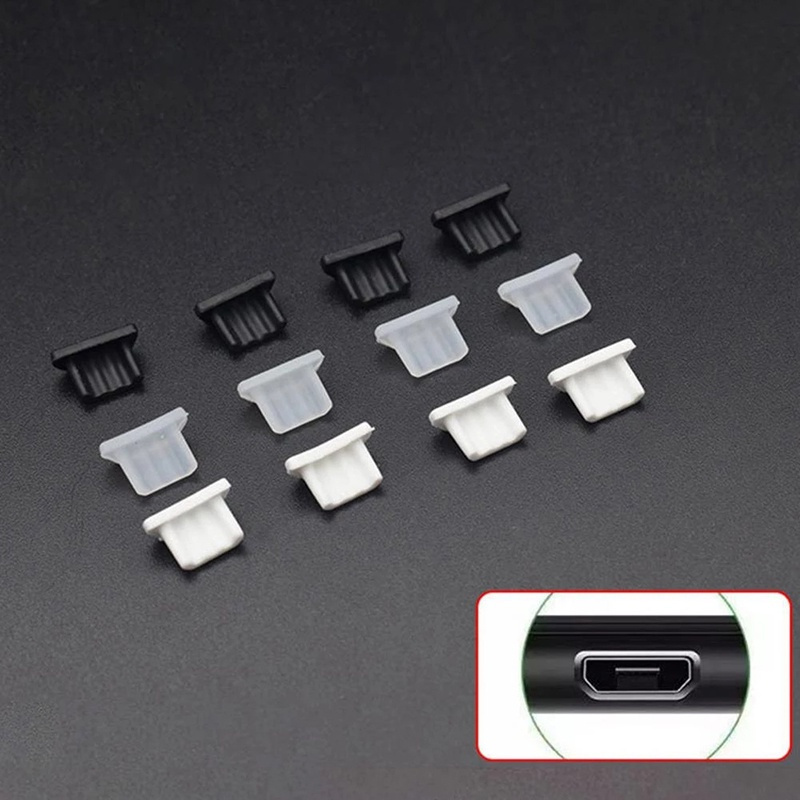 10/1Pcs USB Silicone Bụi Cắm Sạc Cổng Bìa Cap Nữ Jack Giao Diện Phổ Micro USB Chống Bụi Tablet PC Máy Tính Xách Tay Máy Tính Xách Tay