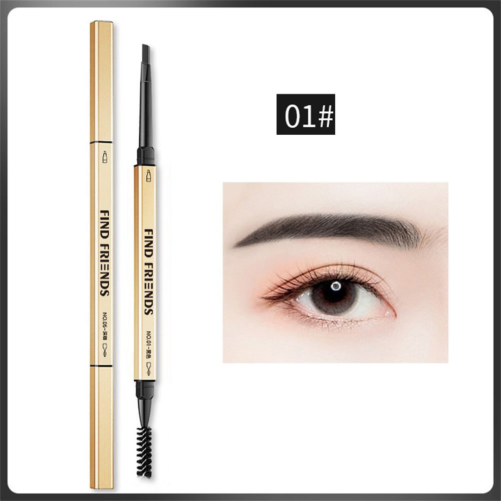 Sanhe Tiktok Best-selling Small Gold Bar Double-headed Eyebrow Pencil Is Naturally Very Fine Waterproof and Sweat-resistant Long-lasting and Does Not Fade