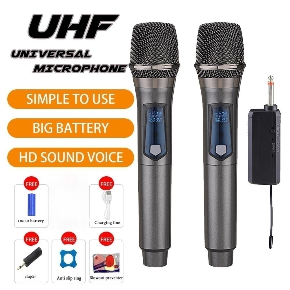 Mic-rô không dây kép cầm tay năng động Micro Karaoke với Receiver có thể sạc lại cho tiệc cưới