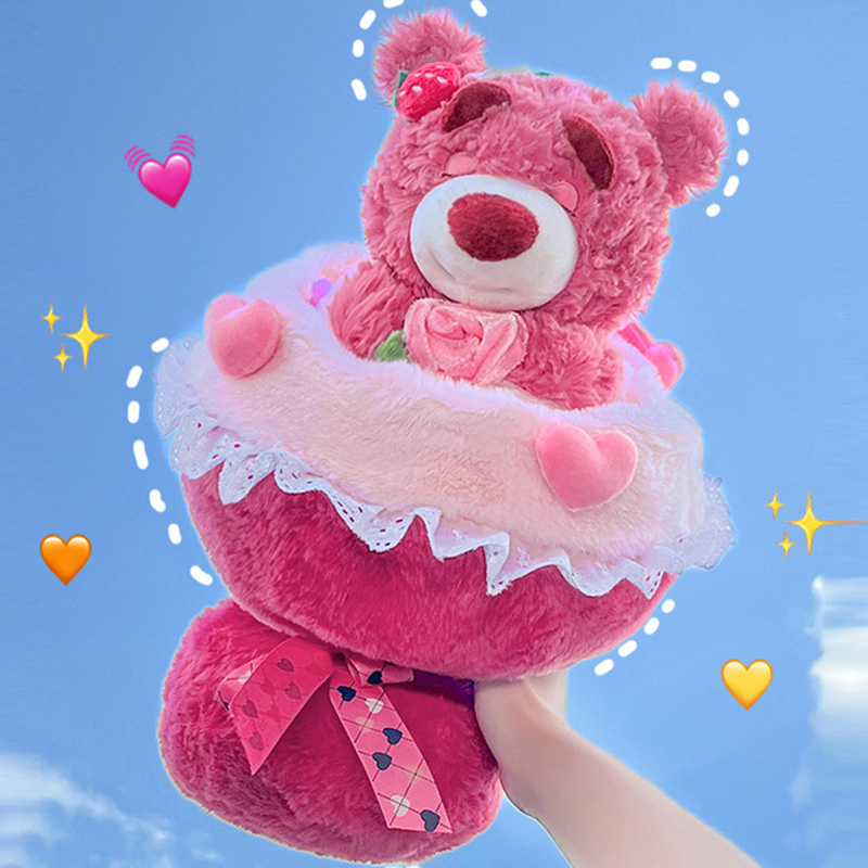 ZUOGUAN Plush Doll Strawberry Bear Princess Dress Doll Valentine’s Day Cute Pink Gift