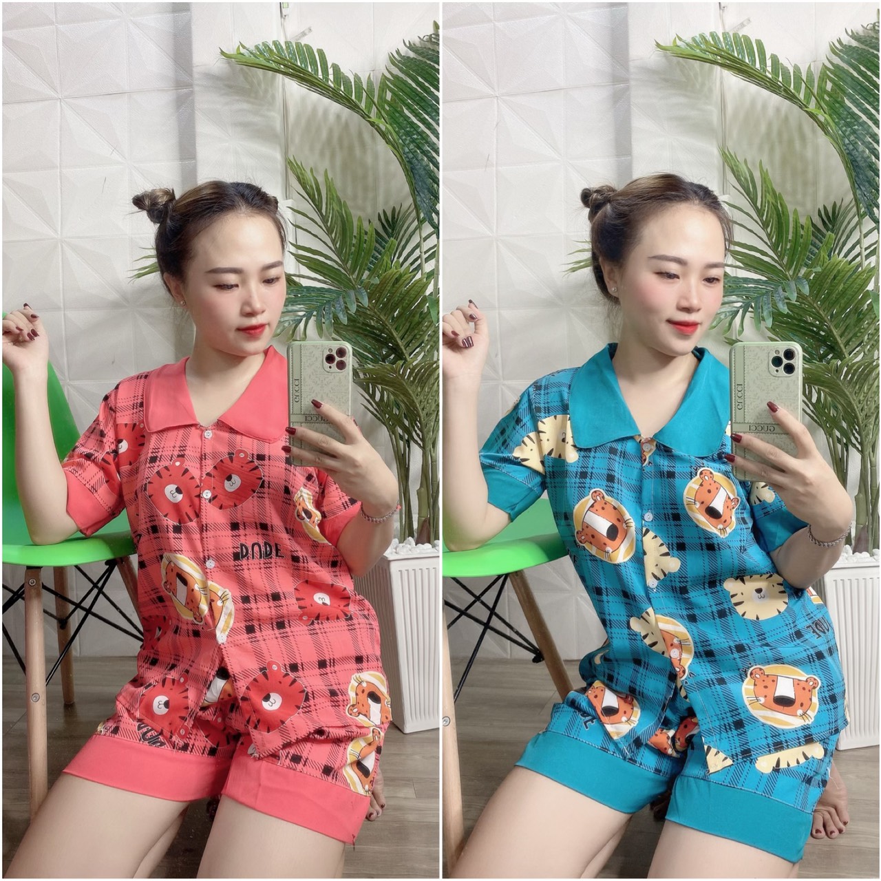 ĐỒ BỘ PIJAMA ĐÙI HỌA TIẾT HÌNH GẤU DỄ THƯƠNG  CÓ SIZE 40-75KG - PJ04