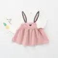 V&N Baby Clothing, Rabbit Dress, Fake Two Piece,Cotton Dress. 