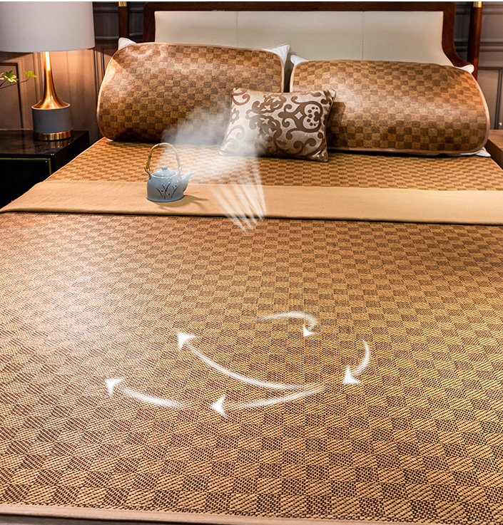 [Lighting anti-Hot] projector conditioning rattan knitted high-end-lined bed size 1m2x2m can folding compact convenience. Luxury Design breathable-for you 1 sound sleep-1 mental