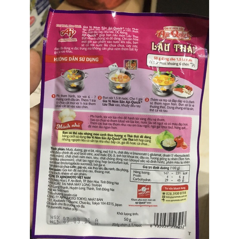 Lẩu Thái Aji Quick gói 50g