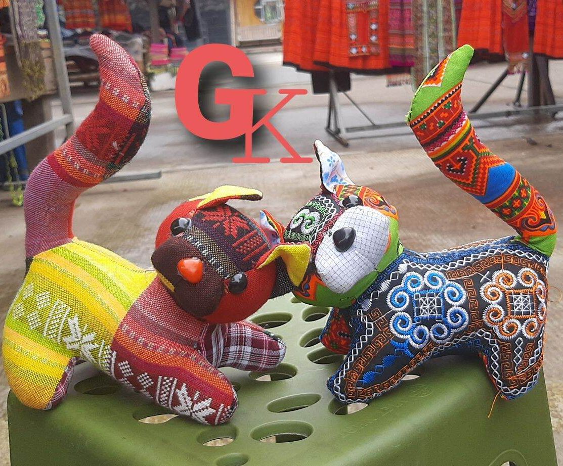 Gấu bông Thú bông thổ cẩm Thú bông hoa văn