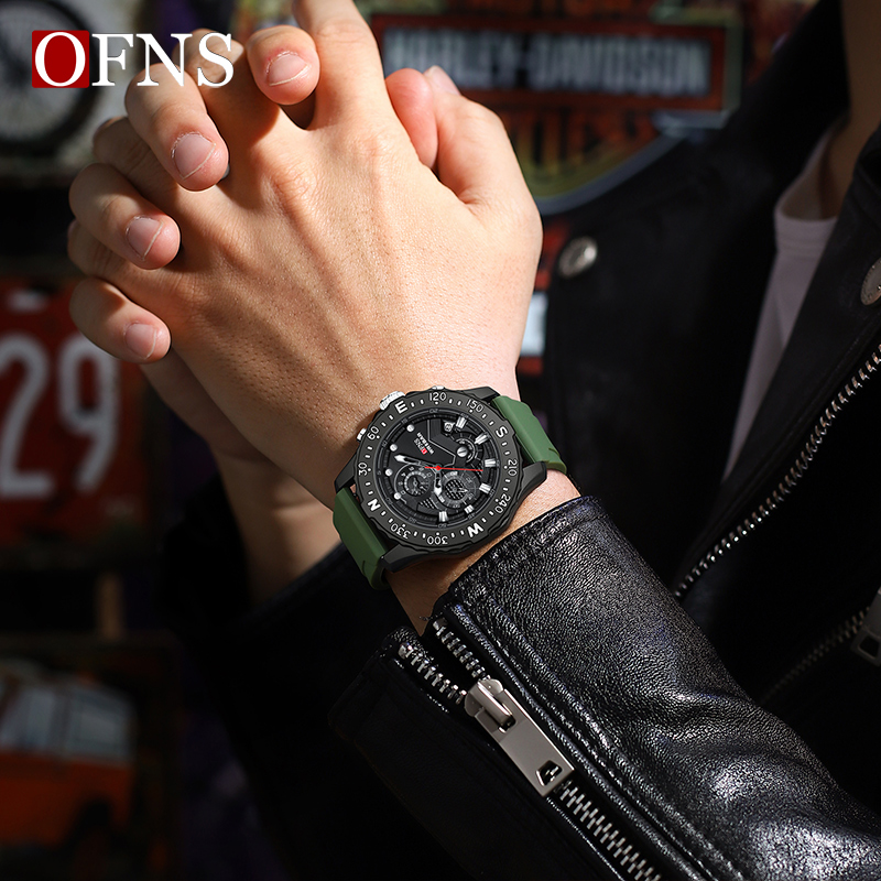 OFNS Waterproof Watch Brand Electronic Quartz Watch Fashionable Calendar Waterproof Men's Watch NS1302-2.
