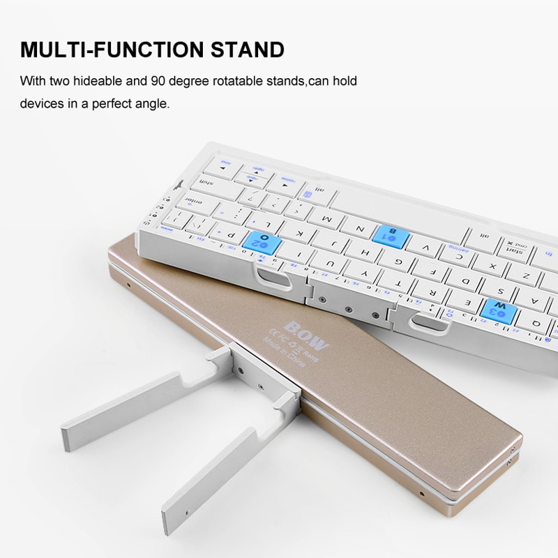 BOW Foldable Keyboard Wireless Bluetooth Folding Keyboard With Stand Rechargeable Mini Keyboard For Phone Tablet - Dropshipping