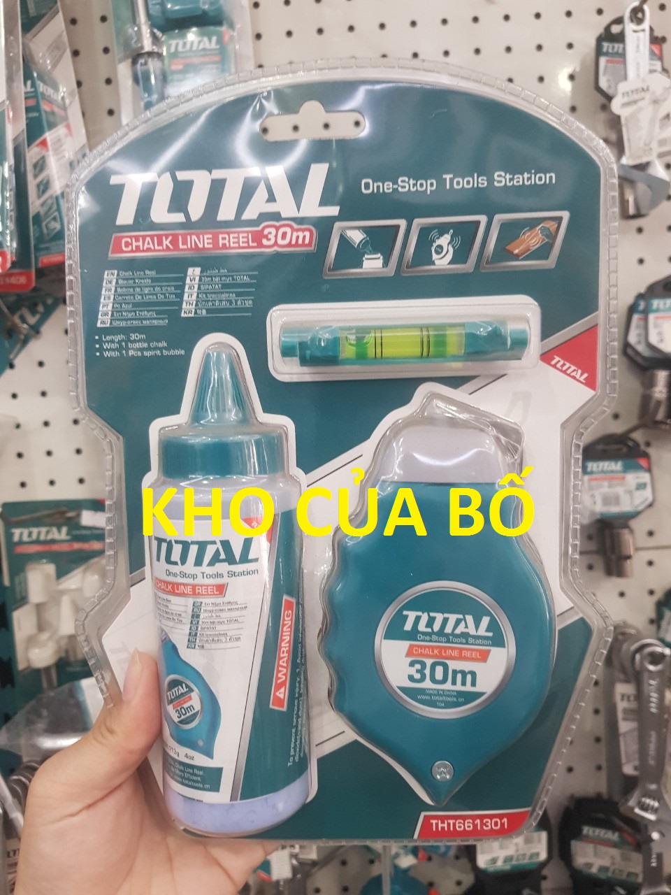Thước búng mực bật mực TOTAL THT661301 30m , phấn vẽ đường thẳng dễ dàng tẩy xóa, tốc độ tua nhanh tặng kèm 1 thước đo