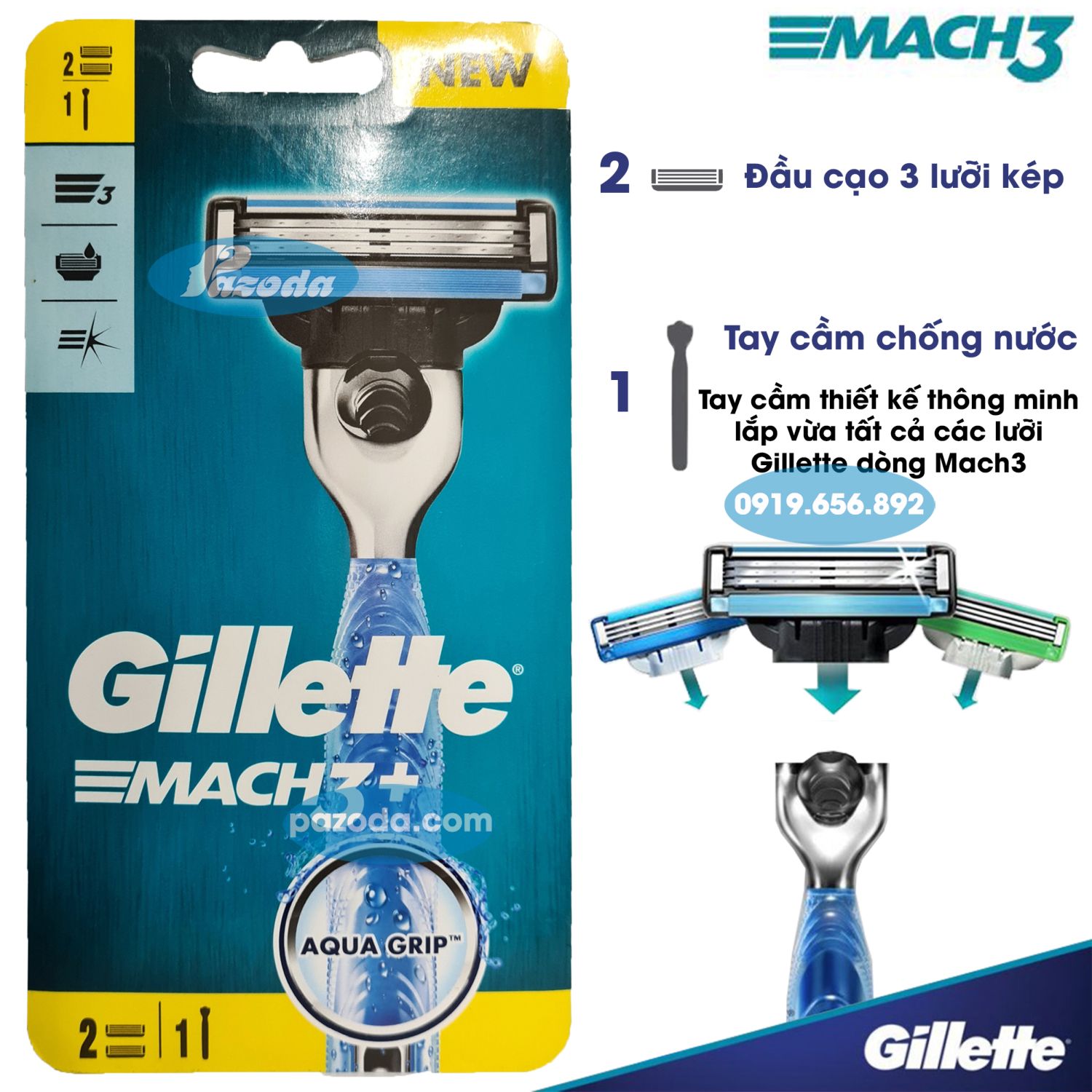Dao cạo râu 3 lưỡi Gillette Mach 3 /Sensitive /Turbo 3D
