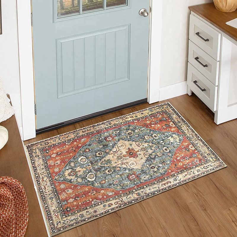 O7Distressed Entryway Rug Doormat Bohemian Faux Wool Floor Carpet for ...