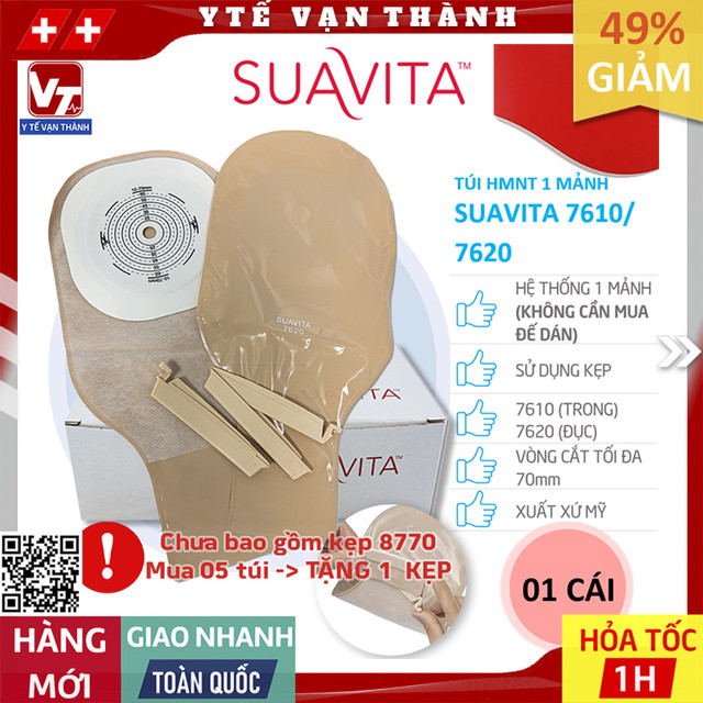 ✅ Túi Hậu Môn Nhân Tạo 1 Mảnh Suavita 7610 (Trong), 7620 (Đục) | Túi Phân, Hậu Môn Tạm  -VT0425 - Y Tế Vạn Thành