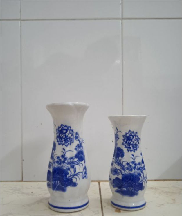 Bình bông thờ cúng mẫu men lam