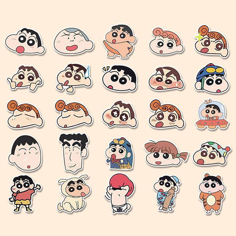 50/100Pcs Cartoon Anime Crayon Shin Chan Stickers For Car Laptop Phone Stationery Decor Decals Waterproof Sticker Kids Toys. 
