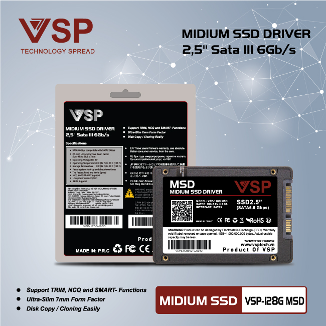 Ổ cứng SSD 128G VSP Sata III 6Gb/s MLC