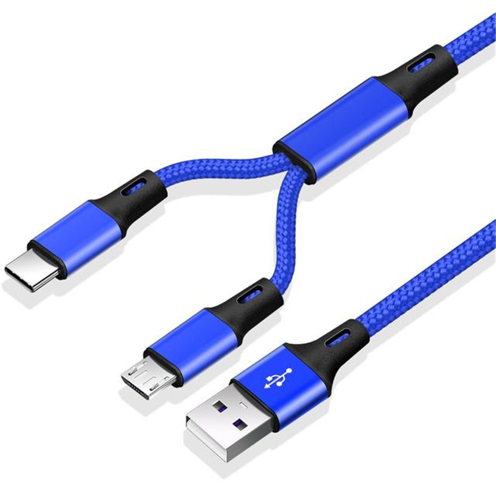 Raft 1.25m 2 in 1 type c cables charging wire micro usb y splitter fast charge cable phone charge cord charger cable