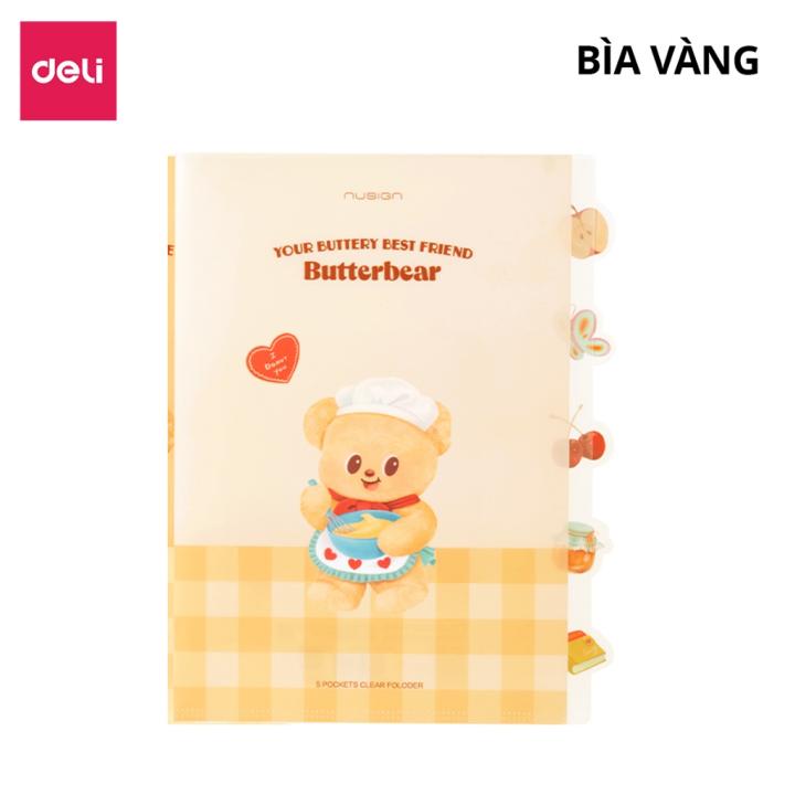 Túi Đựng Tài Liệu 5 Ngăn BUTTER BEAR Deli File Cặp Tệp Đựng Tài Liệu A4 Giấy Tờ Thiết Kế Tiện Lợi Đáng Yêu Cho Học Sinh - Hình ảnh 9