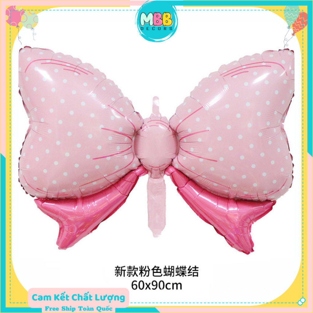 Phụ kiện trang trí sinh nhật, bóng bóng hình nơ trang trí sinh nhật dành cho bé gái bé trai size đại 64x84cm - mbbdecor
