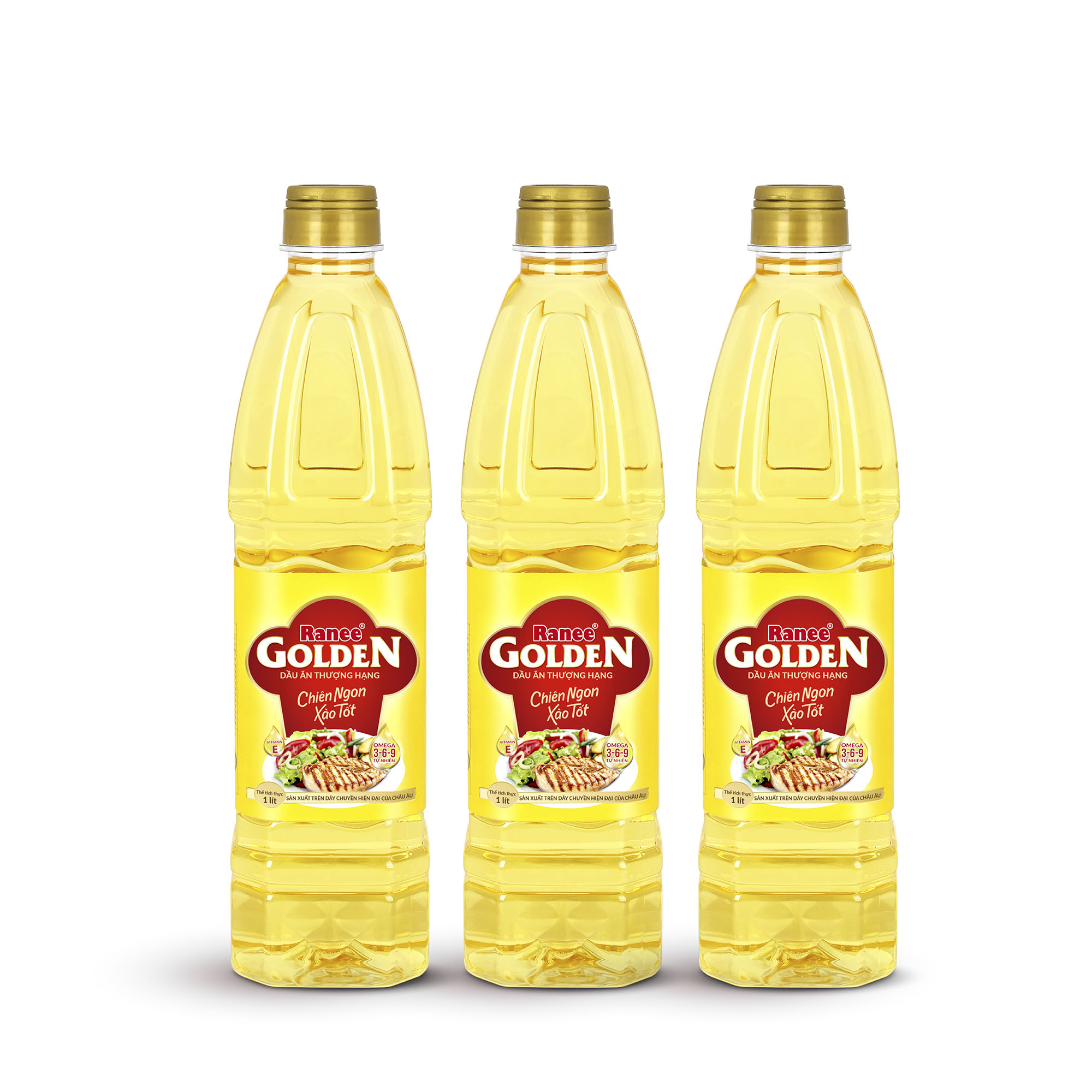 {Đơn 199k tặng hộp bơ -399k tặng vá gỗ} Combo 3 chai dầu ăn Ranee Golden 1 lít (1 lít/chai x 3 chai)