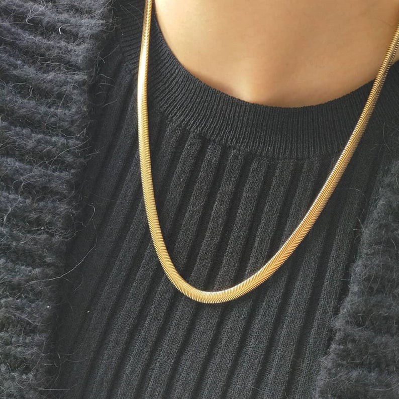 mens gold snake necklace