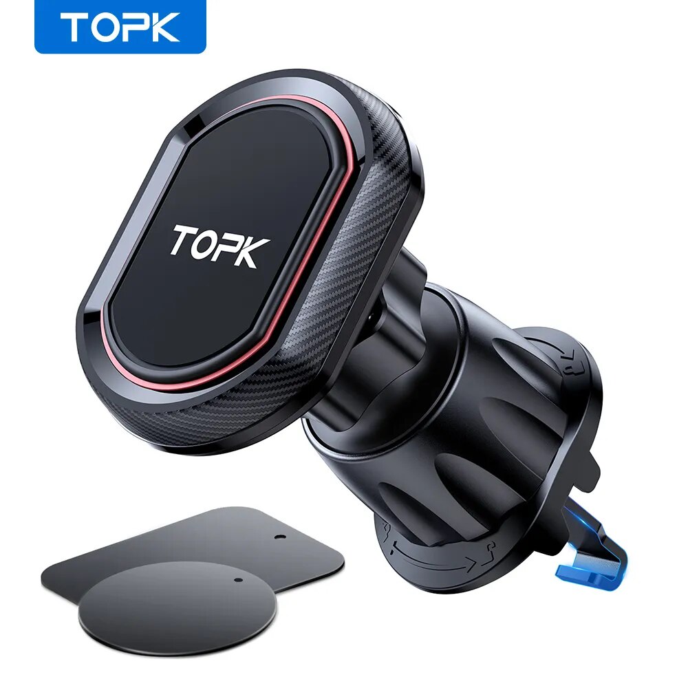 TOPK Magnetic Phone Car Mount Phone Holder For Cars Air Vent Upgrade Hook Clip Car Phone Holder With Strongest Magnet For Phones