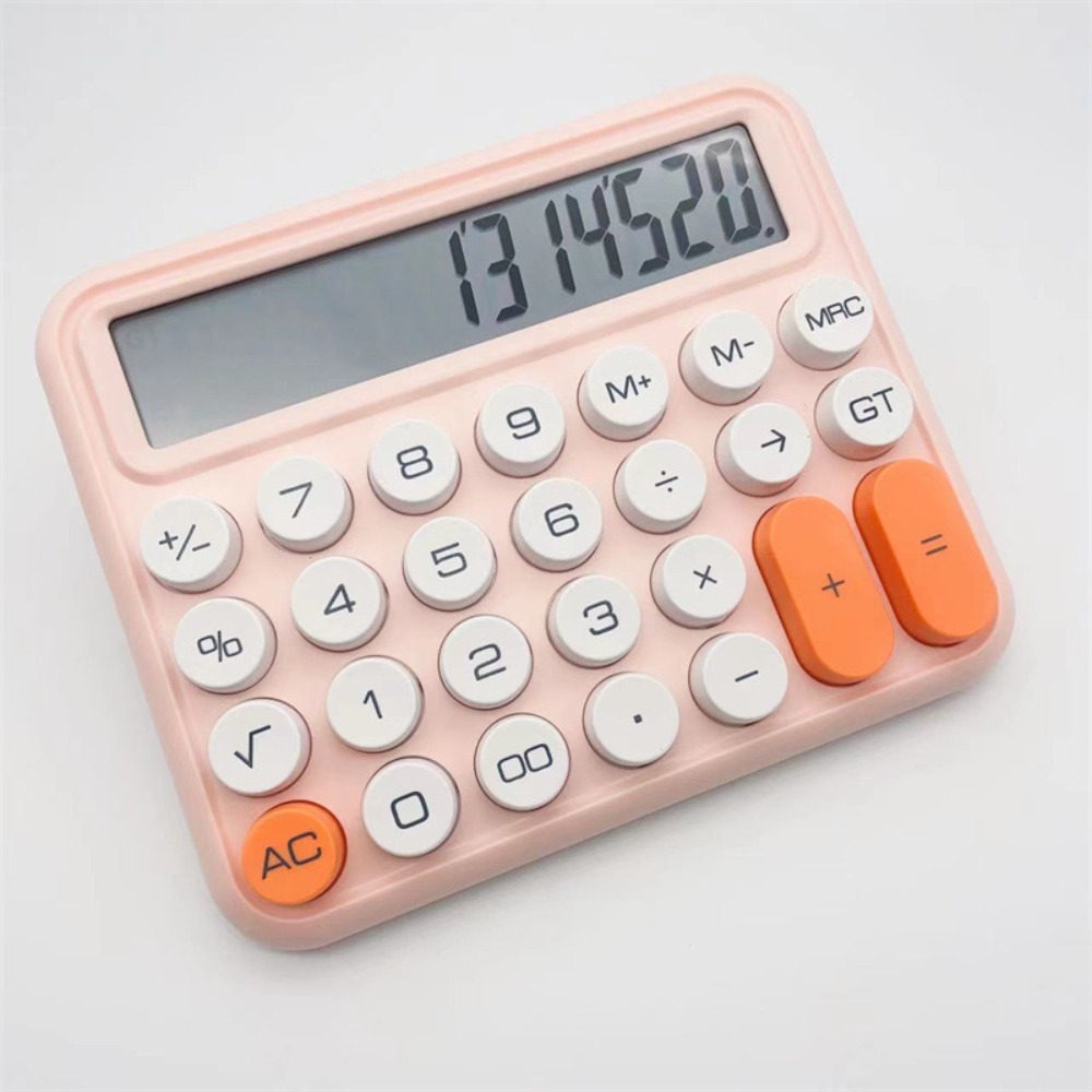 MMLUCK 12-digit Mechanical Calculator Large Display Silent/Voice Version Soft Keyboard Mini Calculator Convenient Calculation Candy Color Voice Model Calculator Mechanical Do Office Work