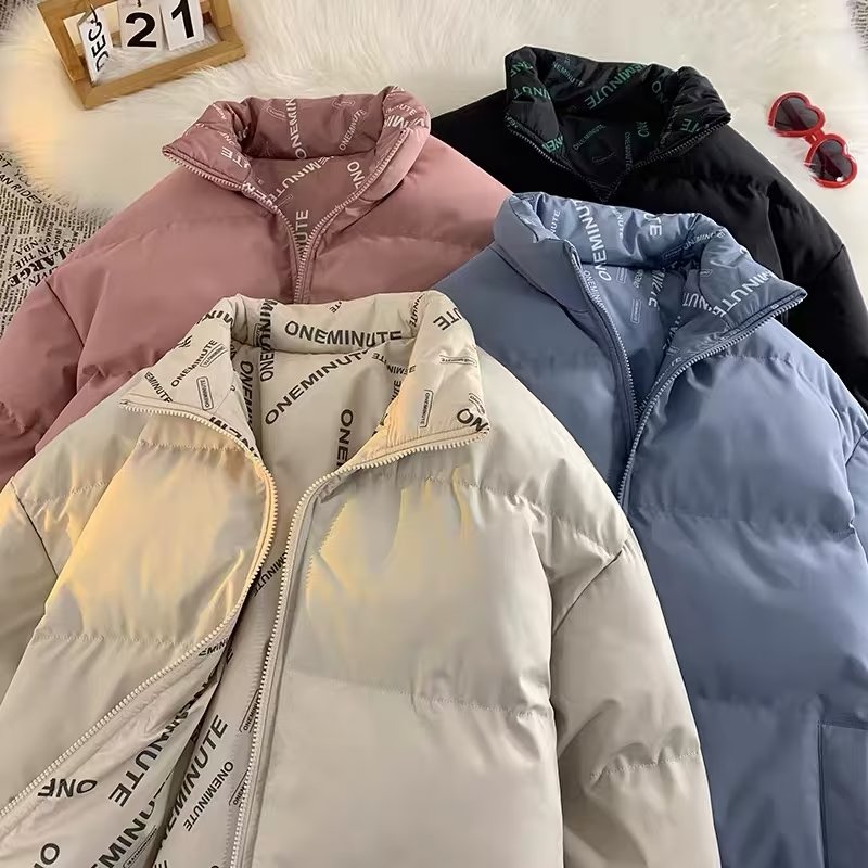 MOLAN Men's stand collar solid color simple reversible down jacket thickened warm couple's jacket