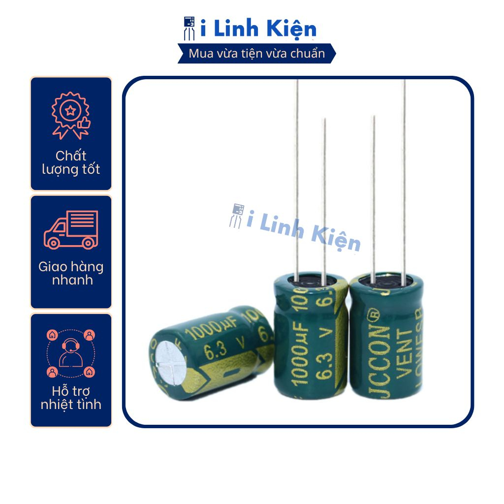 Tụ hóa 6.3v 1000uf 8x12mm tần số cao chất lượng tốt.