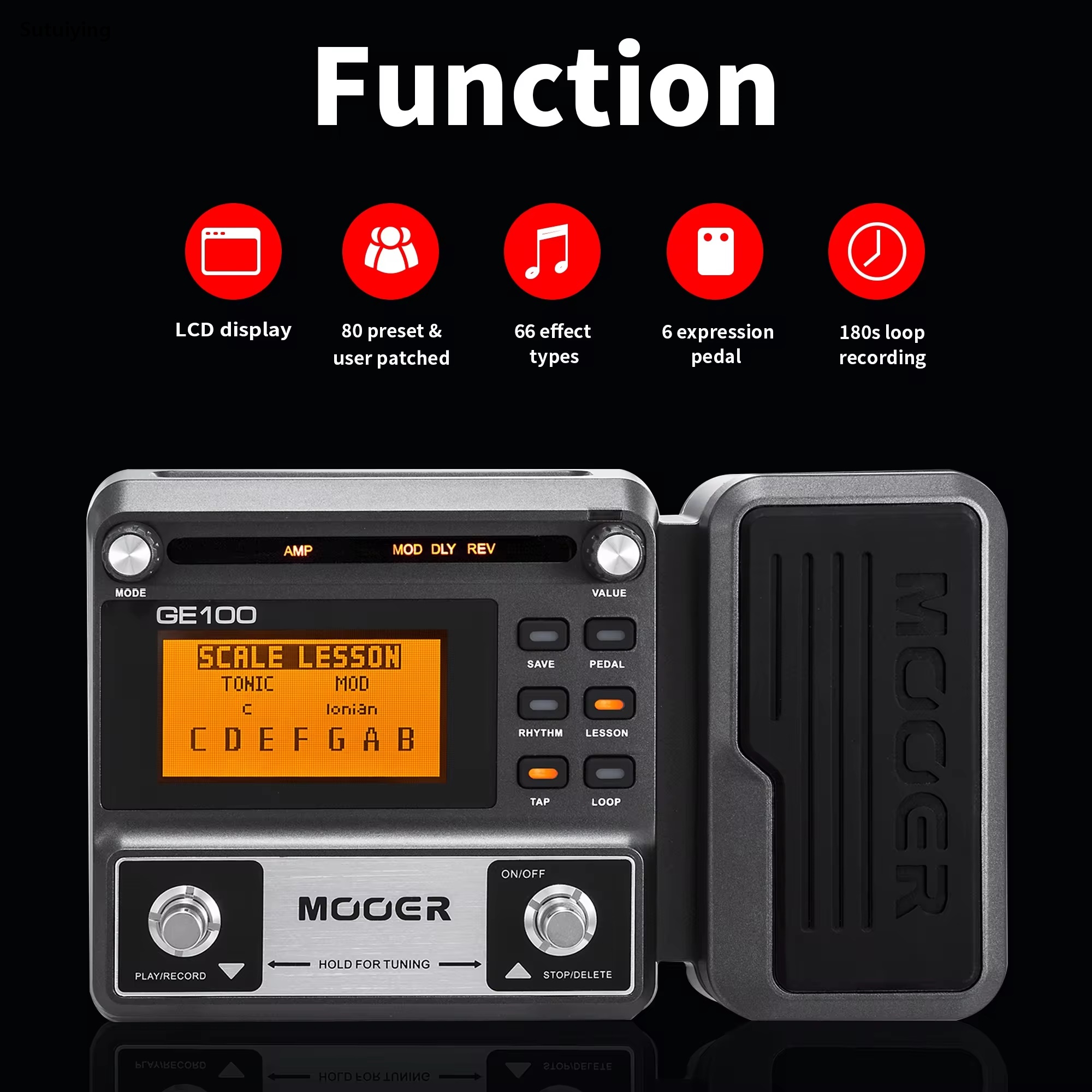 Sutuiying%20MOOER%20GE100%20Guitar%20Pedal%20Multi-effects%20Processor%20Effect%20Pedal%20with%20%E3%80%902025%20Version%E3%80%91%20Loop%20Recording%20Max%20Time%20180s%208%20effect%20modules%2040%20Drum%20rhythms%20-%20Image%2010