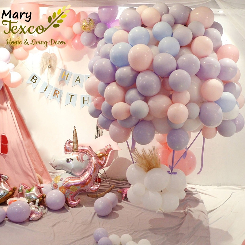 Bong bóng trang trí sinh nhật Mary Texco, chất liệu latex, màu sắc macaron pastel, kích thước thổi phồng 15~18cm, trang trí sinh nhật, tiệc cưới, sự kiện, cổng chào