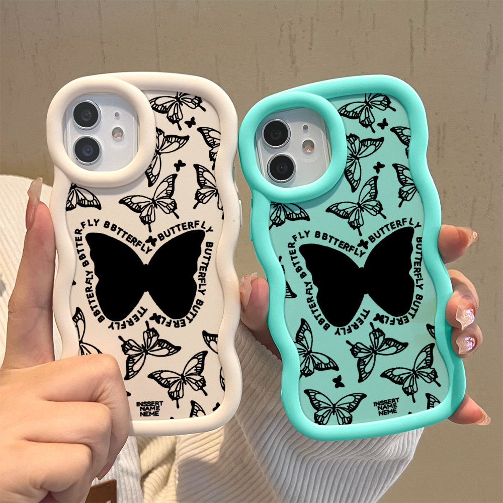 Jizetin for Redmi A3 A3x Back Cover Black Butterfly Macaron Bright Color Wavy Shape Soft Mobile Phone Cases. 